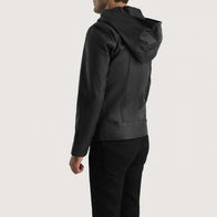 Spratt Black Hooded Leather Jacket by Dash Racegear - men Jacket view 5