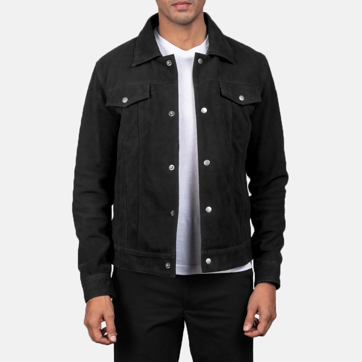 Stallon Black Suede Trucker Jacket by Dash Racegear - men Jacket view 1