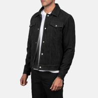 Stallon Black Suede Trucker Jacket by Dash Racegear - men Jacket view 2