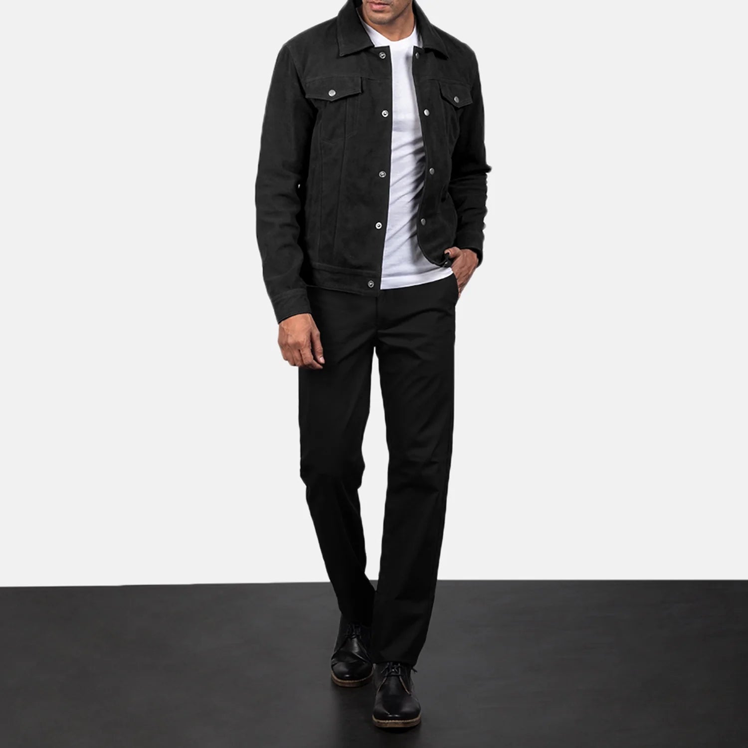 Stallon Black Suede Trucker Jacket by Dash Racegear - men Jacket view 3