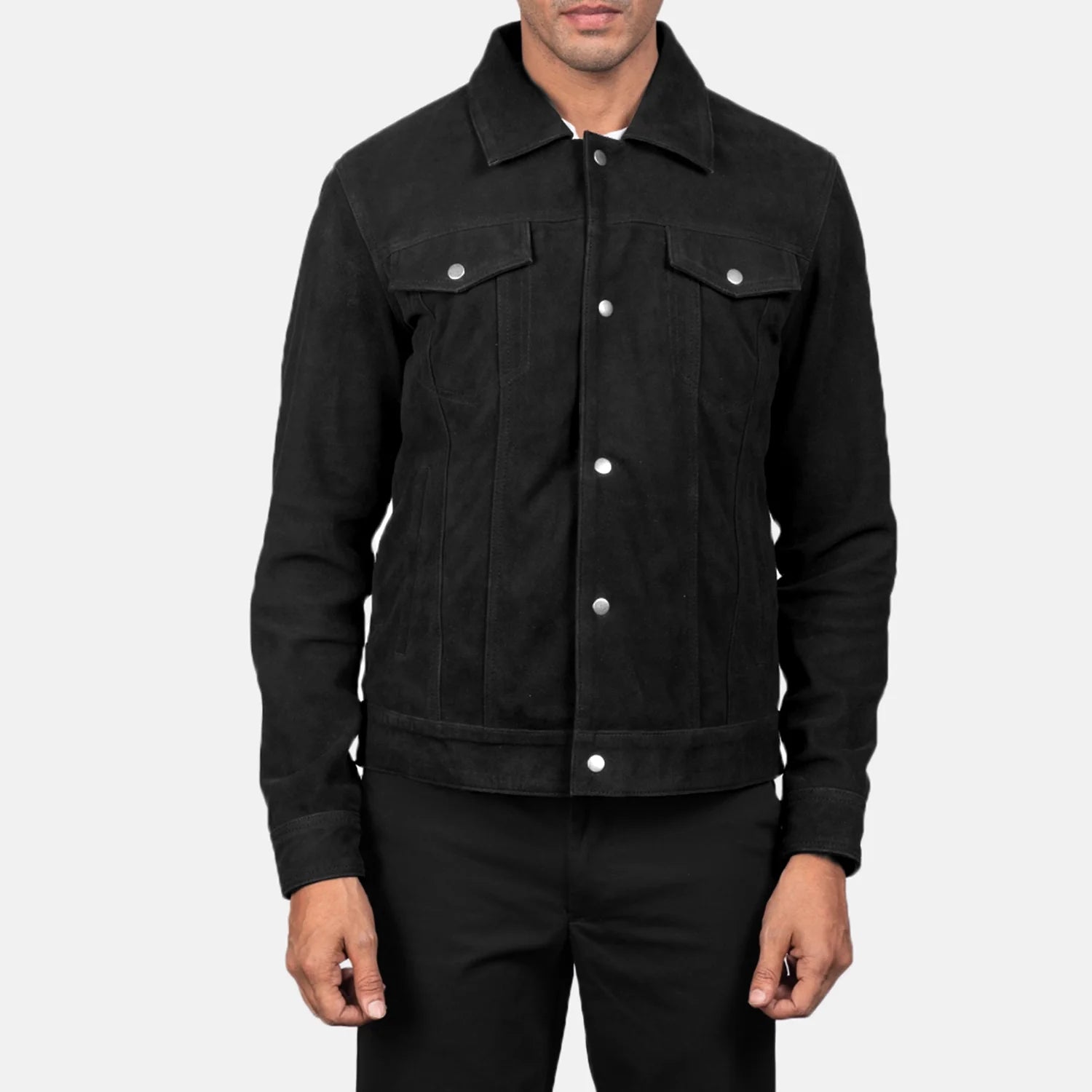 Stallon Black Suede Trucker Jacket by Dash Racegear - men Jacket view 4