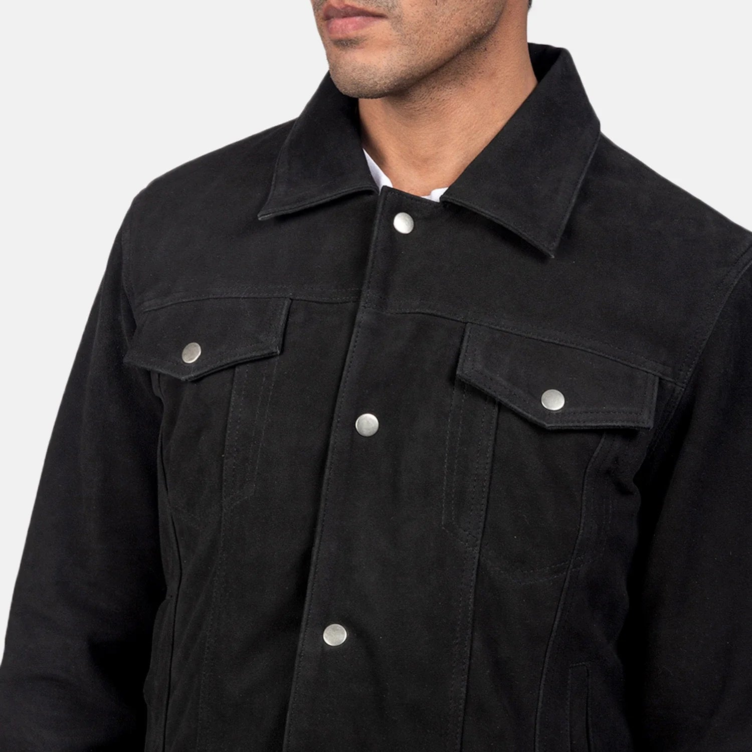 Stallon Black Suede Trucker Jacket by Dash Racegear - men Jacket view 6