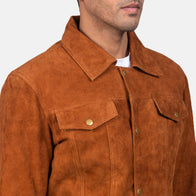 Stallon Brown Suede Trucker Jacket by Dash Racegear - men Jacket view 5