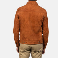 Stallon Brown Suede Trucker Jacket by Dash Racegear - men Jacket view 6