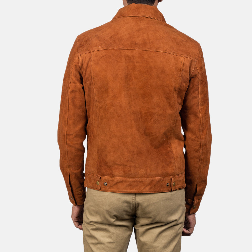 Stallon Brown Suede Trucker Jacket by Dash Racegear - men Jacket view 6