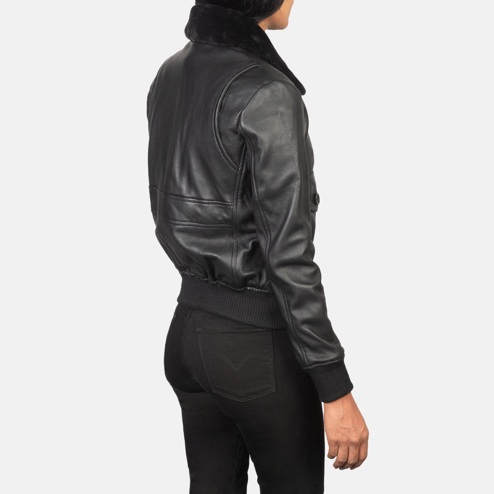 Stella G-1 Black Leather Bomber Jacket by Dash Racegear - women Jacket view 5