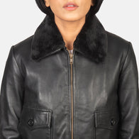 Stella G-1 Black Leather Bomber Jacket by Dash Racegear - women Jacket view 6