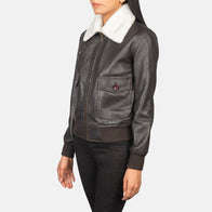 Stella G-1 Brown Leather Bomber Jacket by Dash Racegear - women Jacket view 2