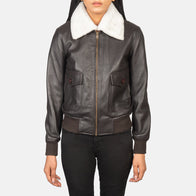 Stella G-1 Brown Leather Bomber Jacket by Dash Racegear - women Jacket view 4