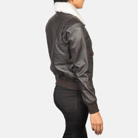 Stella G-1 Brown Leather Bomber Jacket by Dash Racegear - women Jacket view 5