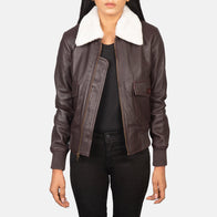 Stella G-1 Maroon Leather Bomber Jacket by Dash Racegear - women Jacket view 1