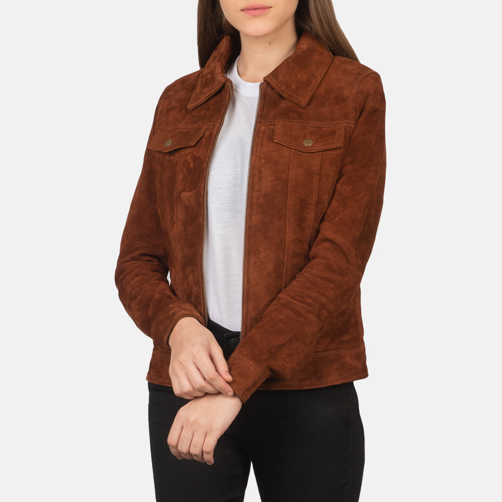 Suzy Brown Suede Trucker Jacket by Dash Racegear - women Jacket view 1