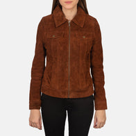 Suzy Brown Suede Trucker Jacket by Dash Racegear - women Jacket view 2