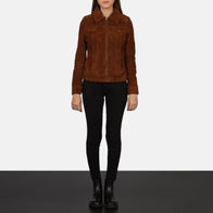 Suzy Brown Suede Trucker Jacket by Dash Racegear - women Jacket view 4