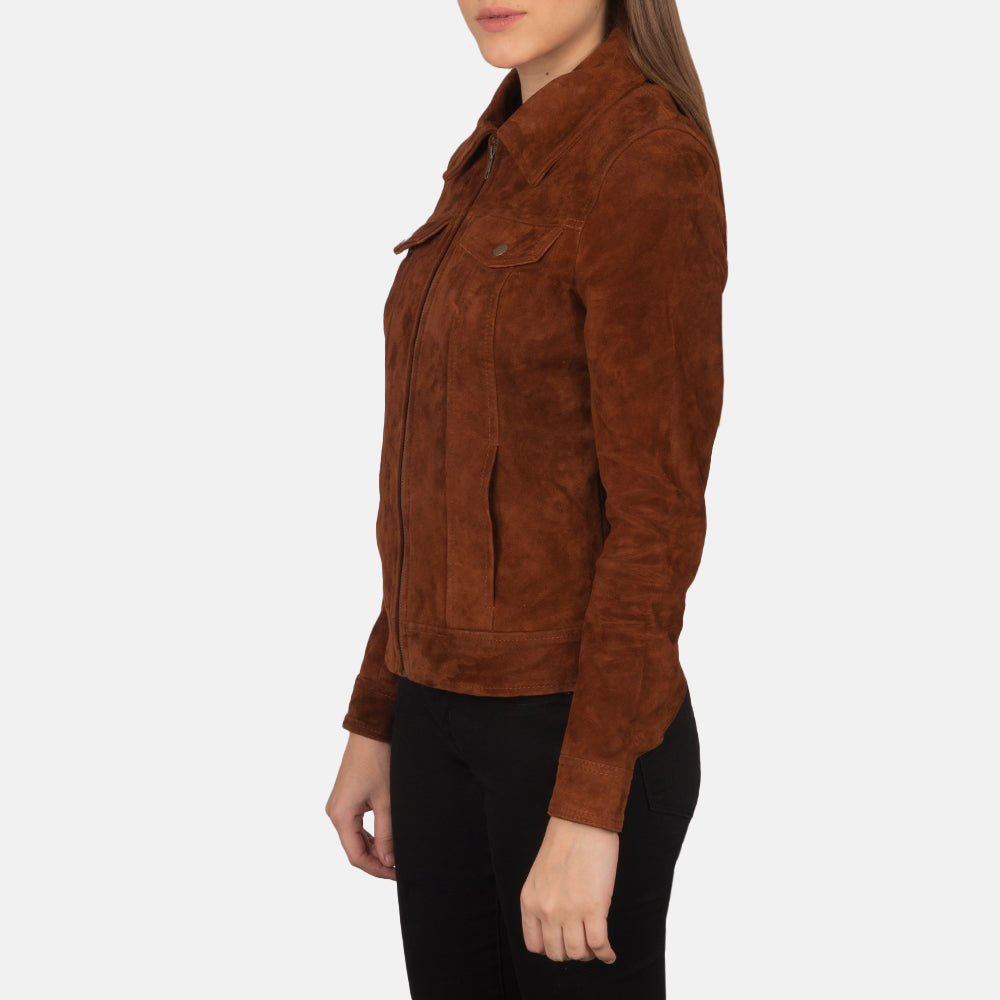 Suzy Brown Suede Trucker Jacket by Dash Racegear - women Jacket view 5