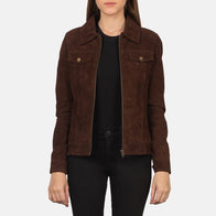 Suzy Mocha Suede Trucker Jacket by Dash Racegear - women Jacket view 1