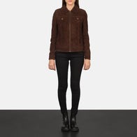 Suzy Mocha Suede Trucker Jacket by Dash Racegear - women Jacket view 4