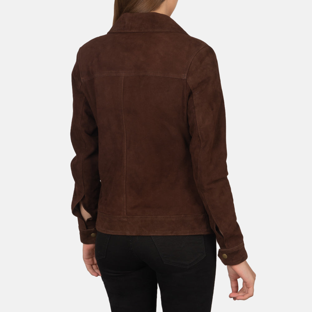 Suzy Mocha Suede Trucker Jacket by Dash Racegear - women Jacket view 5