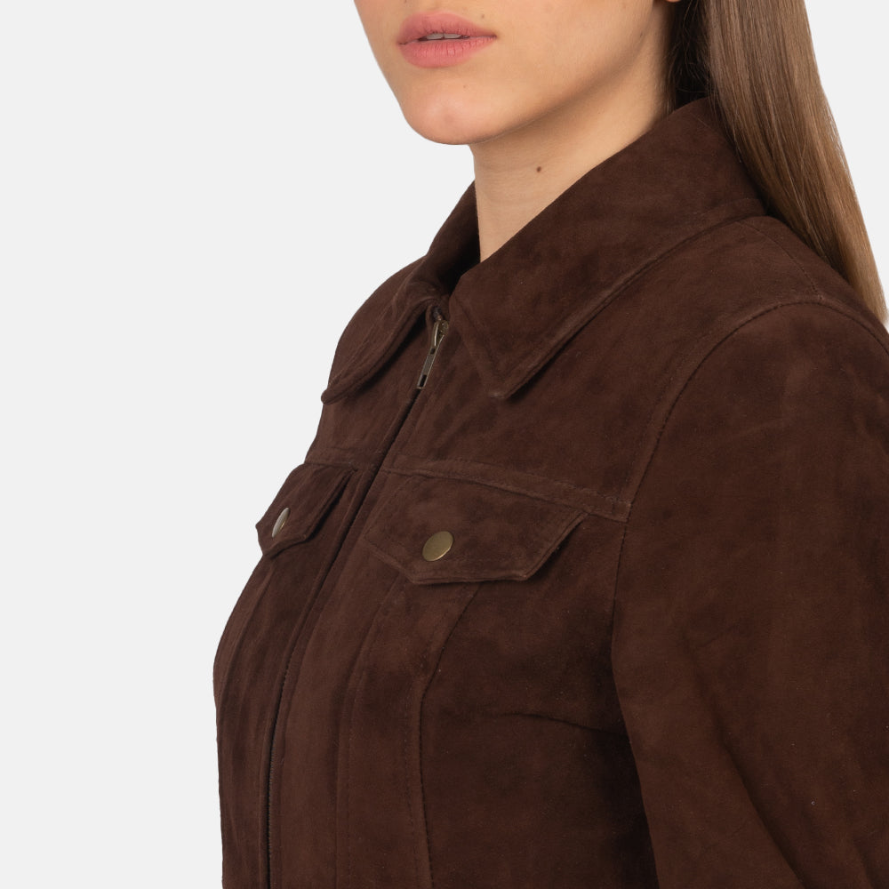 Suzy Mocha Suede Trucker Jacket by Dash Racegear - women Jacket view 6