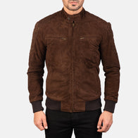 Sven Mocha Suede Bomber Jacket by Dash Racegear - men Jacket view 4