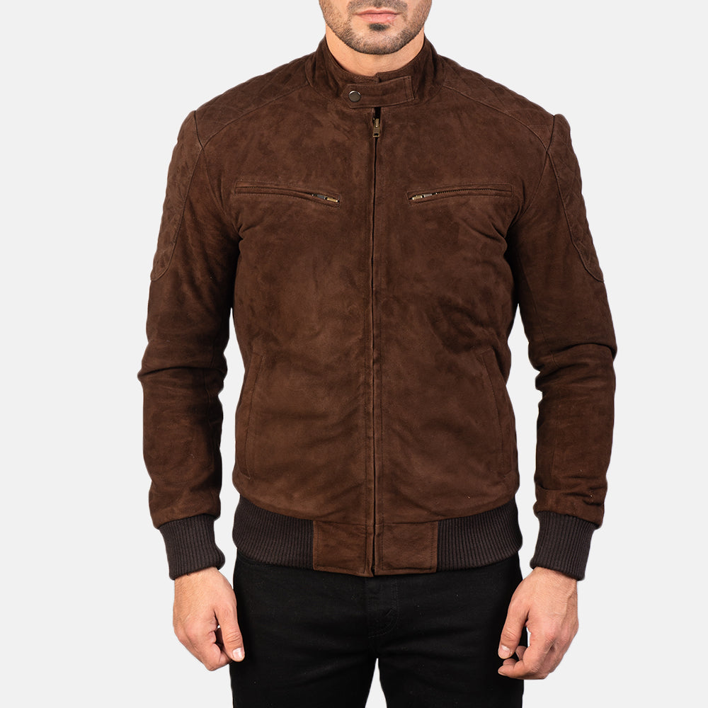 Sven Mocha Suede Bomber Jacket by Dash Racegear - men Jacket view 4