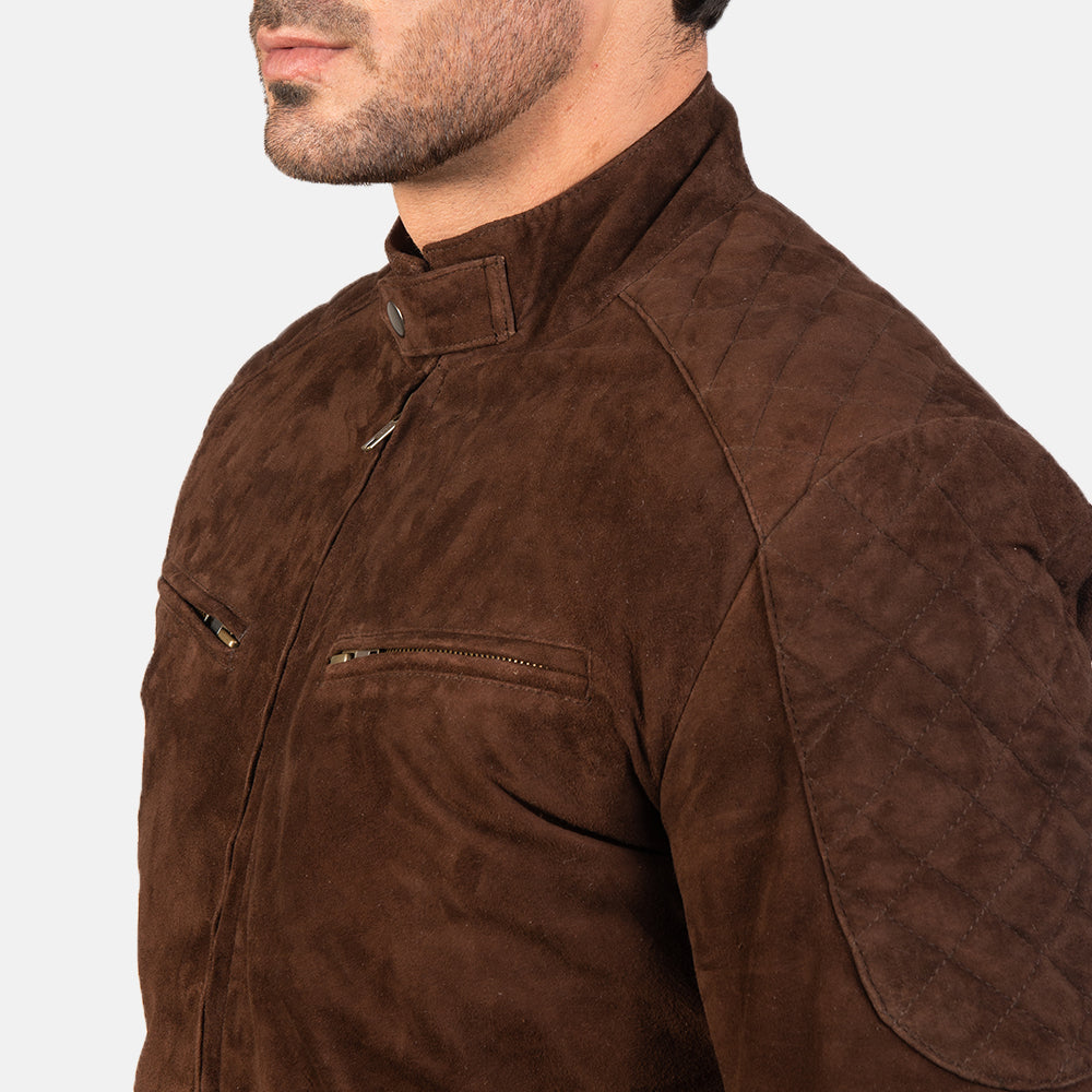 Sven Mocha Suede Bomber Jacket by Dash Racegear - men Jacket view 6
