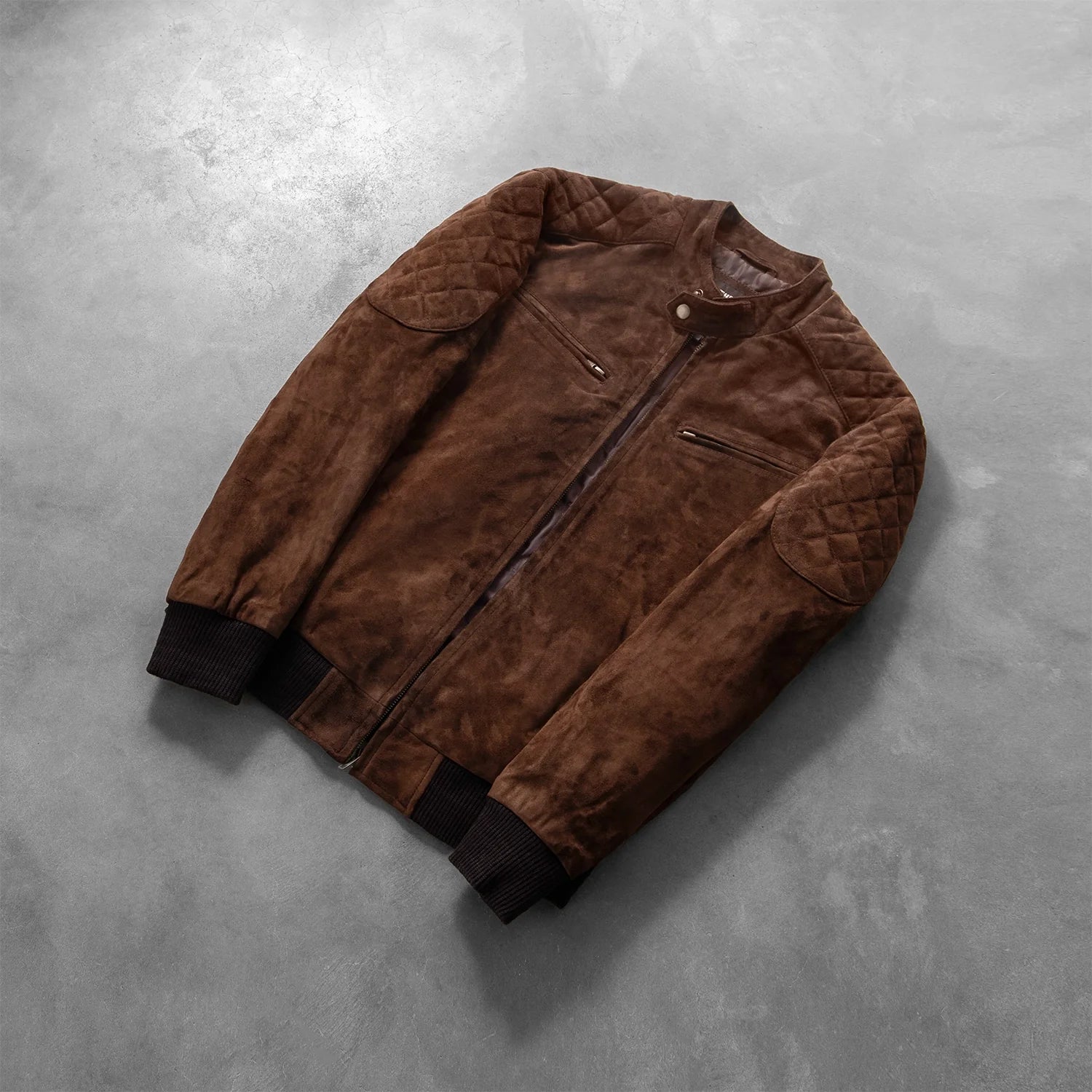 Sven Mocha Suede Bomber Jacket by Dash Racegear - men Jacket view 7
