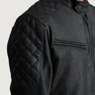 Sven Tumbled Black Leather Bomber Jacket by Dash Racegear - men Jacket view 5
