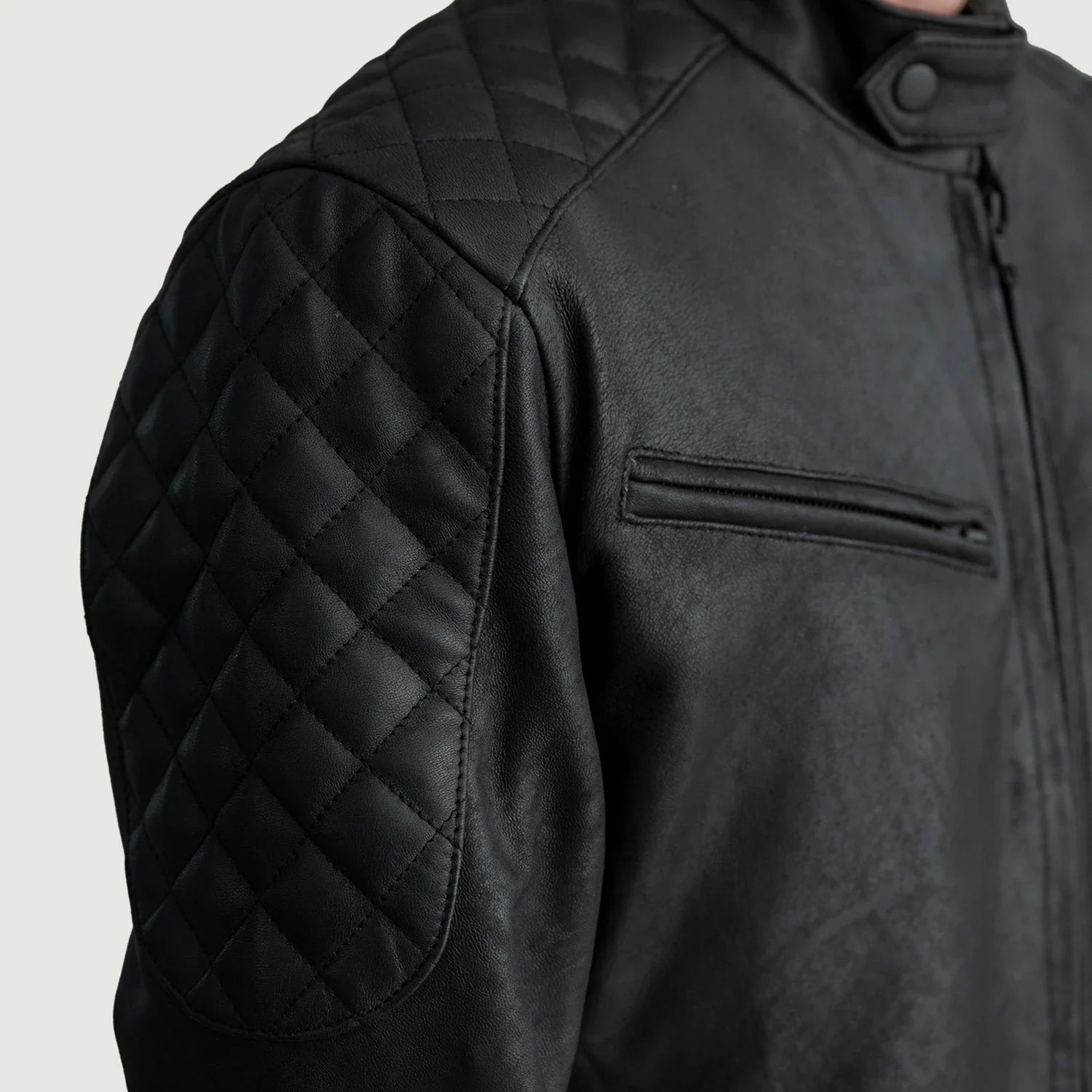 Sven Tumbled Black Leather Bomber Jacket by Dash Racegear - men Jacket view 5