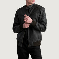 Sven Tumbled Brown Leather Bomber Jacket by Dash Racegear - men Jacket view 1