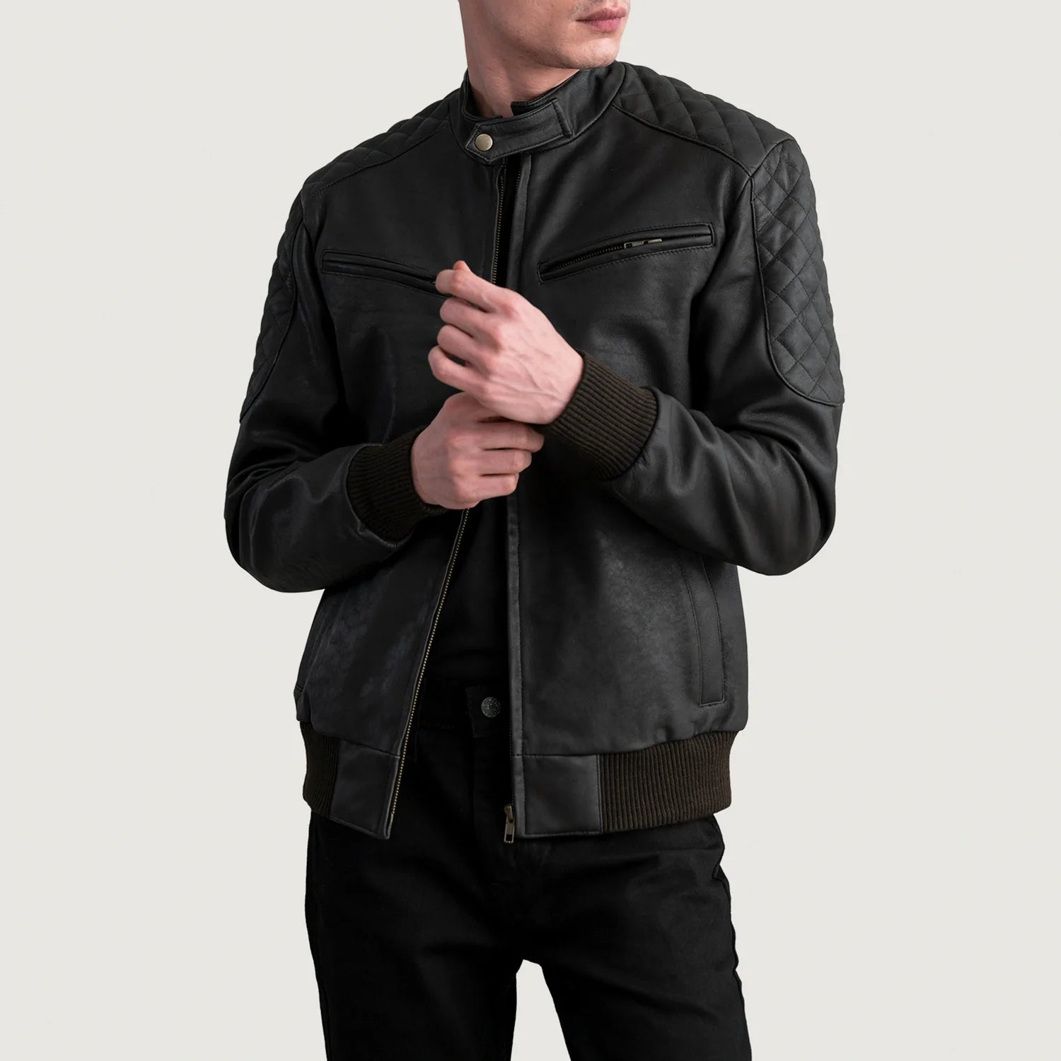 Sven Tumbled Brown Leather Bomber Jacket by Dash Racegear - men Jacket view 1