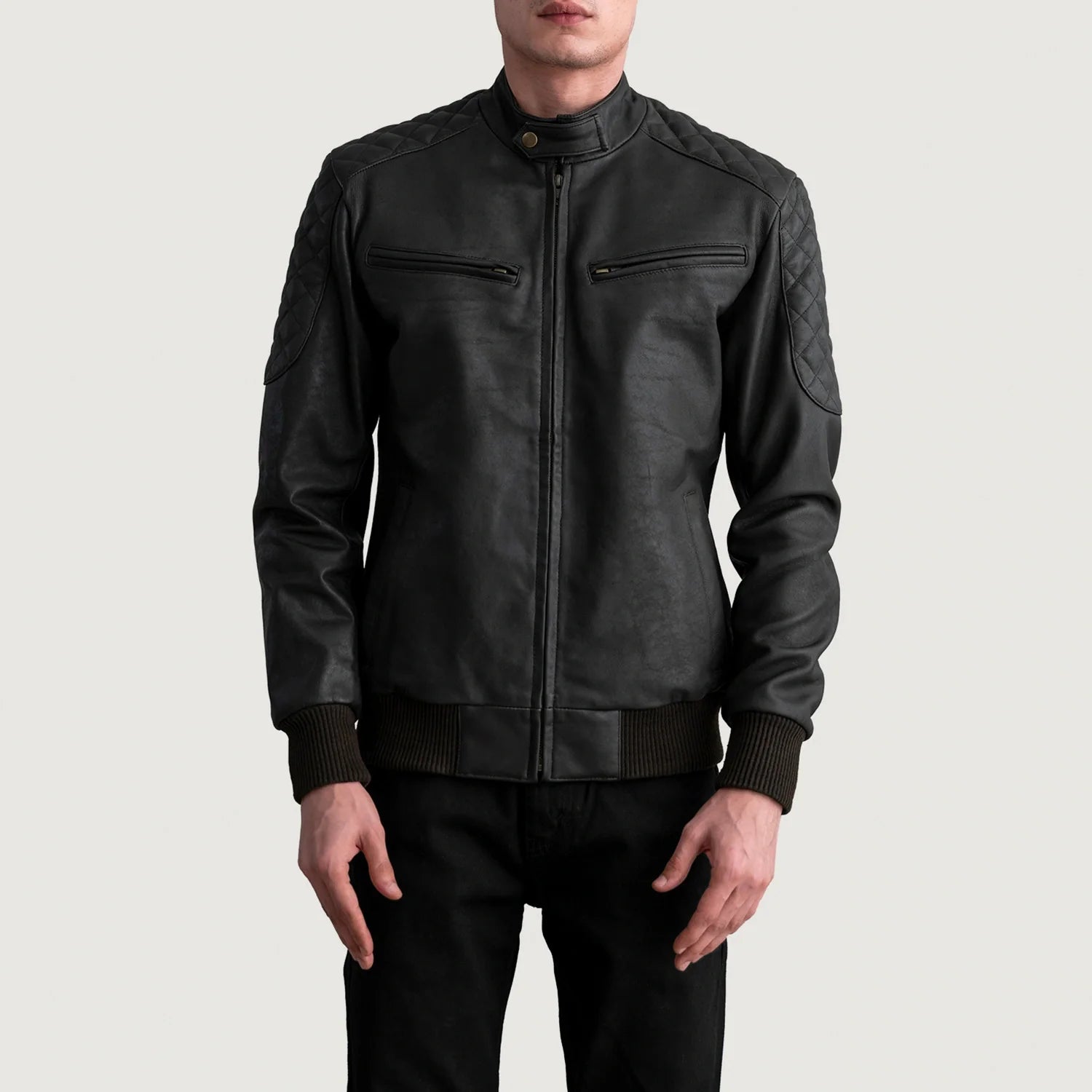 Sven Tumbled Brown Leather Bomber Jacket by Dash Racegear - men Jacket view 3