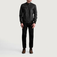 Sven Tumbled Brown Leather Bomber Jacket by Dash Racegear - men Jacket view 4