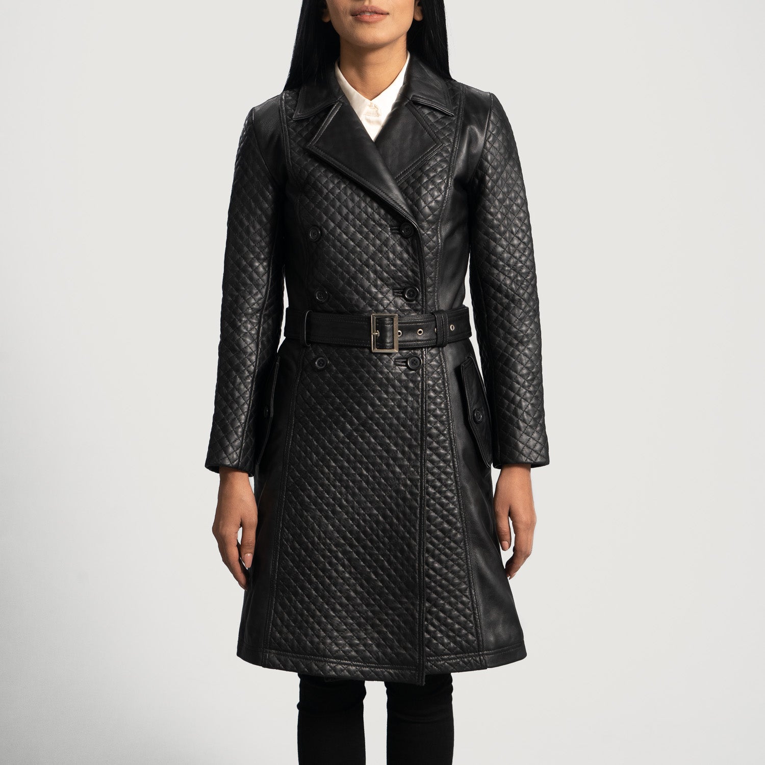 Sweet Susan Black Leather Trench Coat by Dash Racegear - women Jacket view 1