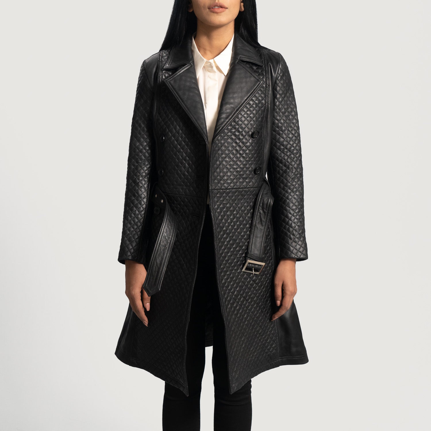 Sweet Susan Black Leather Trench Coat by Dash Racegear - women Jacket view 4