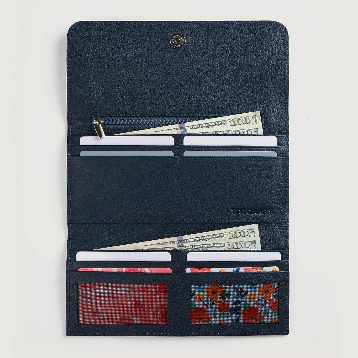 Taylor Blue Leather Continental Wallet by Dash Racegear - unisex Leather Accessories view 5