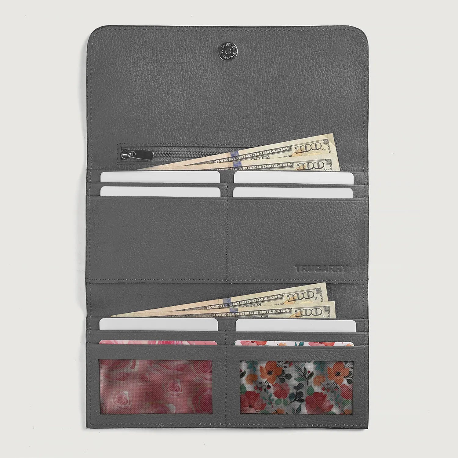 Taylor Grey Leather Continental Wallet by Dash Racegear - unisex Leather Accessories view 5