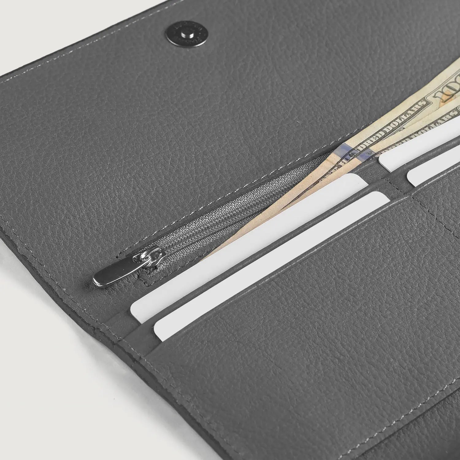 Taylor Grey Leather Continental Wallet by Dash Racegear - unisex Leather Accessories view 6