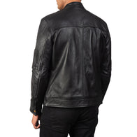 Tea House Black Leather Biker Jacket by Dash Racegear - men Jacket view 5