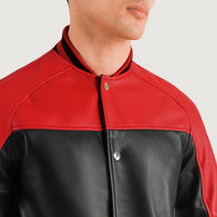 Terrance Black & Red Leather Varsity Jacket by Dash Racegear - men Jacket view 3