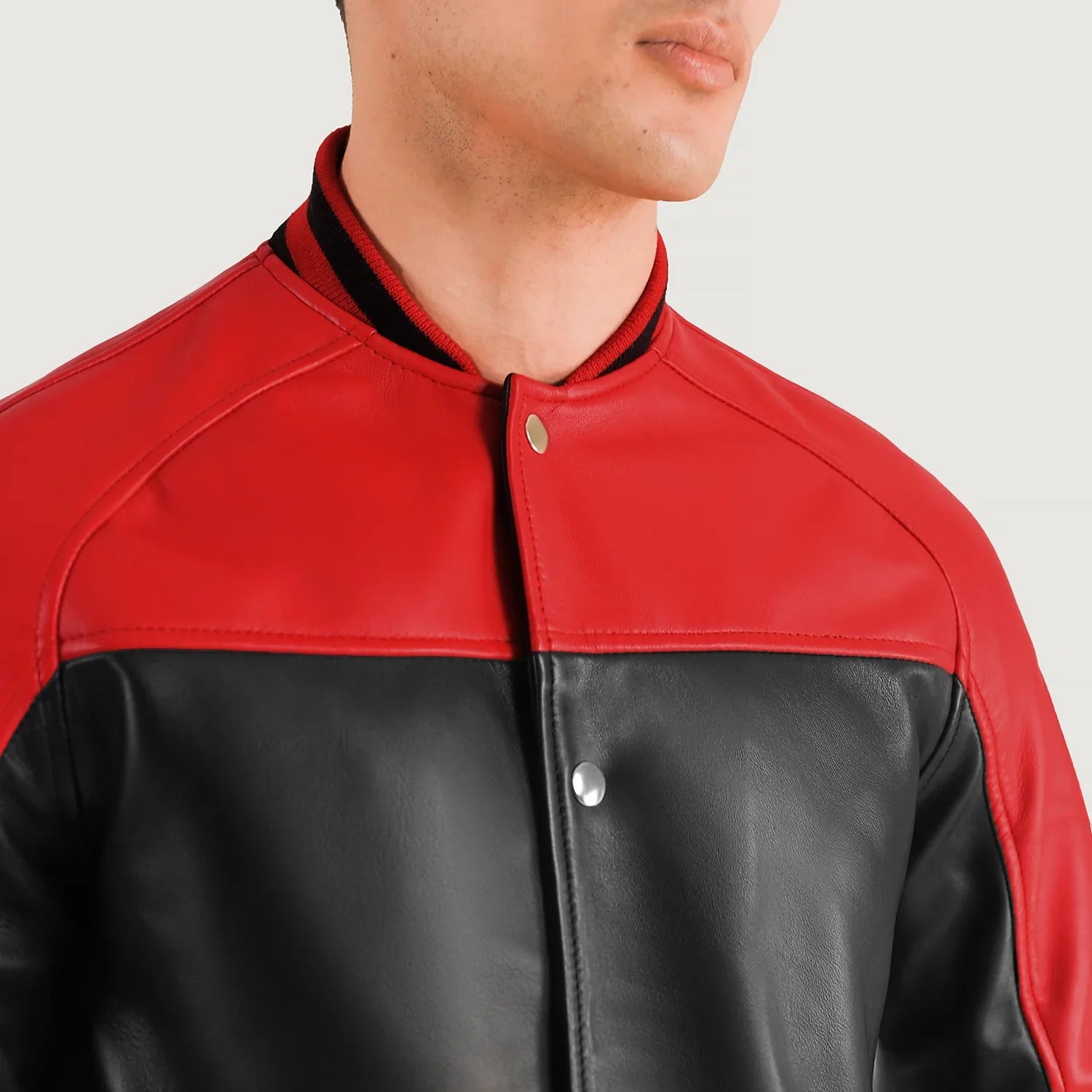 Terrance Black & Red Leather Varsity Jacket by Dash Racegear - men Jacket view 3