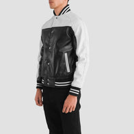 Terrance Black & White Leather Varsity Jacket by Dash Racegear - men Jacket view 2