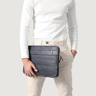 The Baxter Black Leather Laptop Sleeve by Dash Racegear - unisex Leather Bag view 5