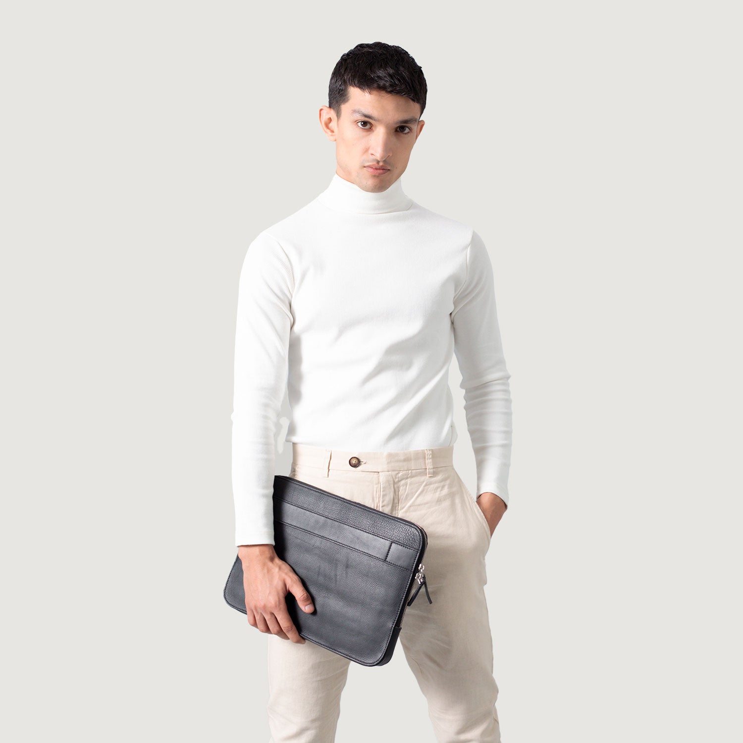 The Baxter Black Leather Laptop Sleeve by Dash Racegear - unisex Leather Bag view 9