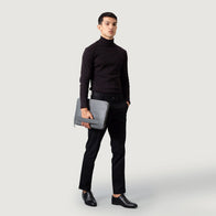 The Baxter Grey Leather Laptop Sleeve by Dash Racegear - unisex Leather Bag view 2