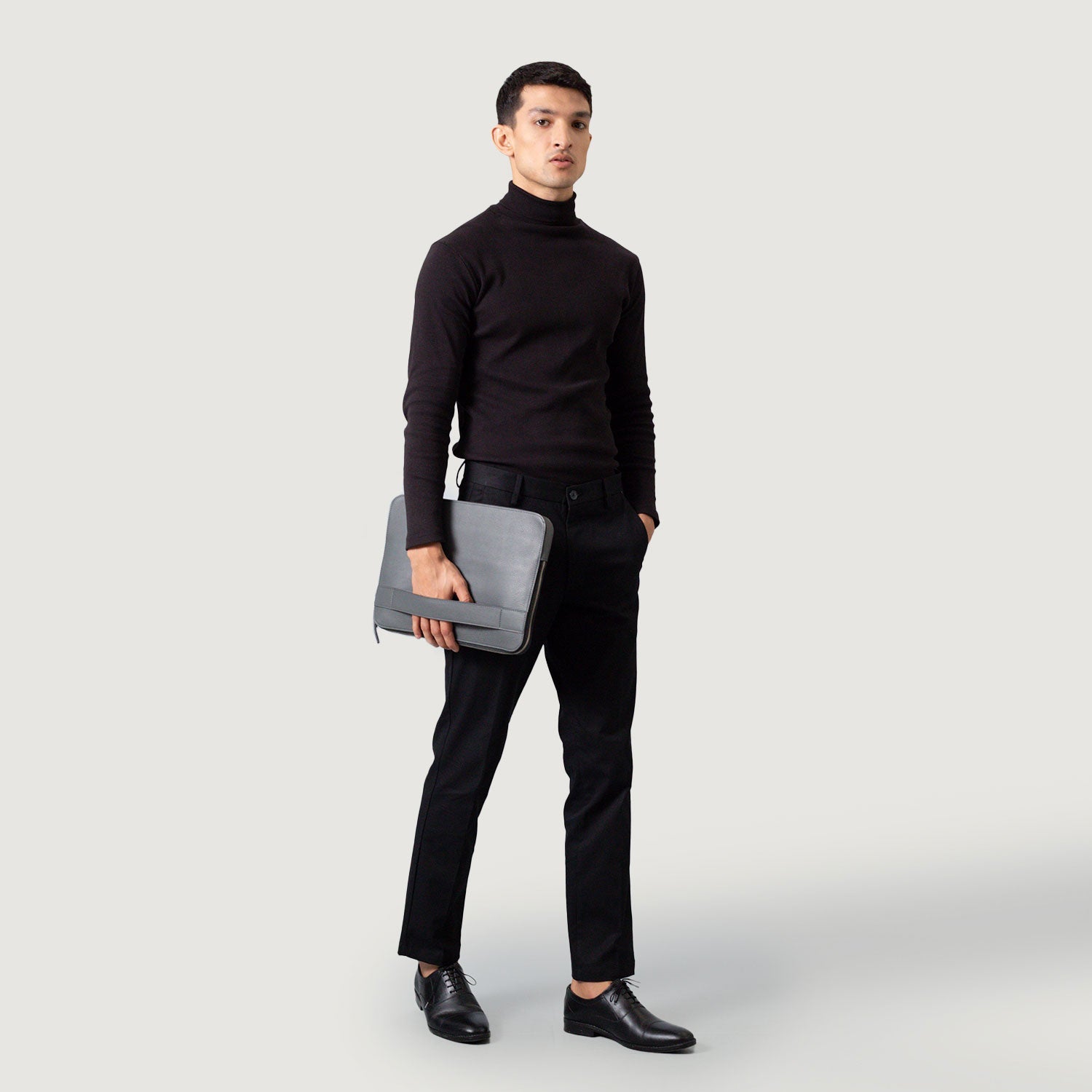 The Baxter Grey Leather Laptop Sleeve by Dash Racegear - unisex Leather Bag view 2