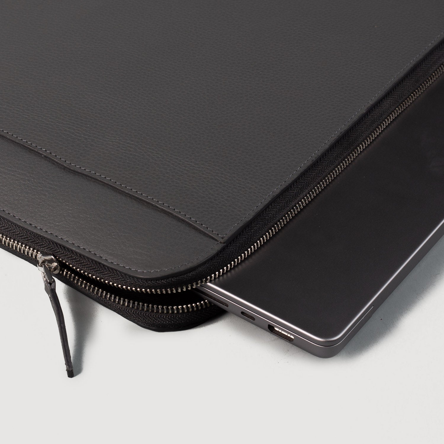 The Baxter Grey Leather Laptop Sleeve by Dash Racegear - unisex Leather Bag view 4