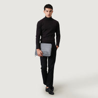 The Baxter Grey Leather Laptop Sleeve by Dash Racegear - unisex Leather Bag view 9