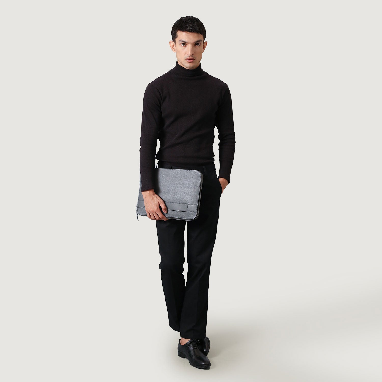 The Baxter Grey Leather Laptop Sleeve by Dash Racegear - unisex Leather Bag view 9