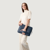 The Baxter Midnight Blue Leather Laptop Sleeve by Dash Racegear - unisex Leather Bag view 2